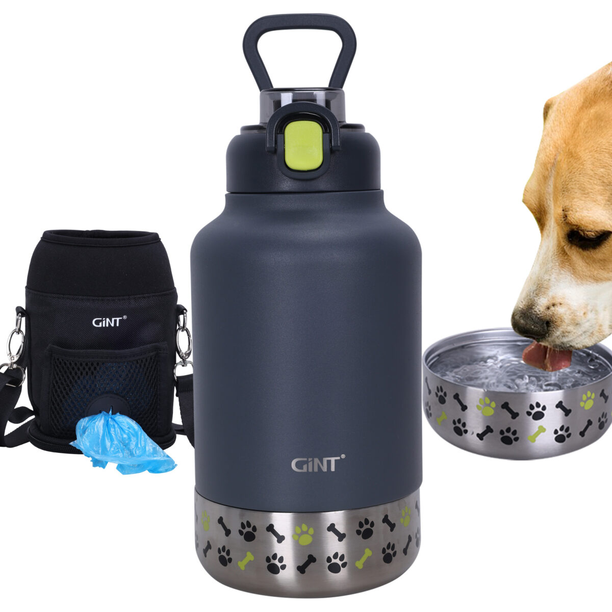 Dog Human Water Bottle Dark Grey